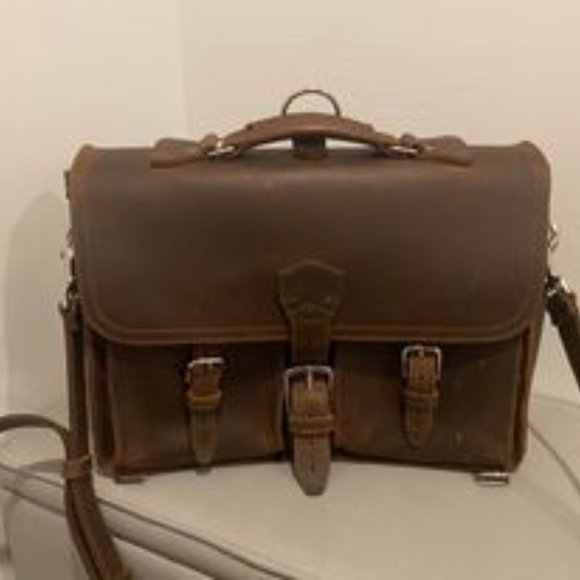 Saddleback Leather Thin Front Pocket Leather Briefcase Dark Coffee Brown - Picture 3 of 11